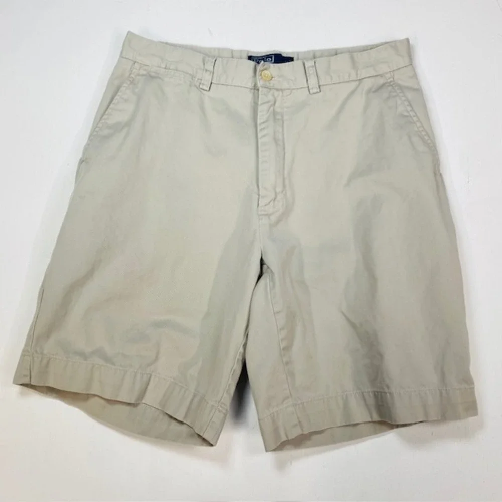 Polo Ralph Lauren Prospect Short Mens 32 Tan Khaki Cotton Twill Chino Flat Front